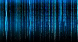 Binary code displayed vertically