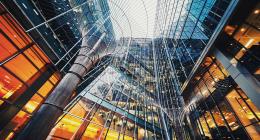 A building seen from the ground up