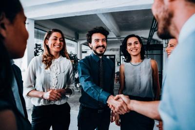 people meeting each other