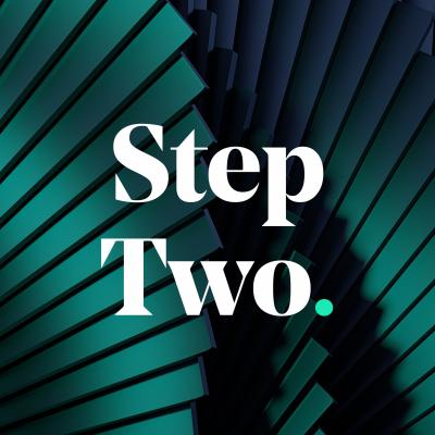 An abstract background which says "step two" over it. 