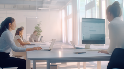 People at work in an open space