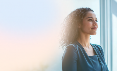 A woman looking past the camera
