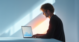 Man checking energy consumption on his laptop